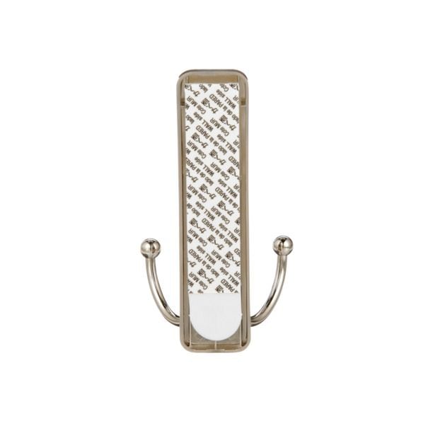 Large Decorative Double Hook with Adhesive Strip, Brushed Nickel, 4-lbs, 1 Strip per Pack J6Y5 - product image 1