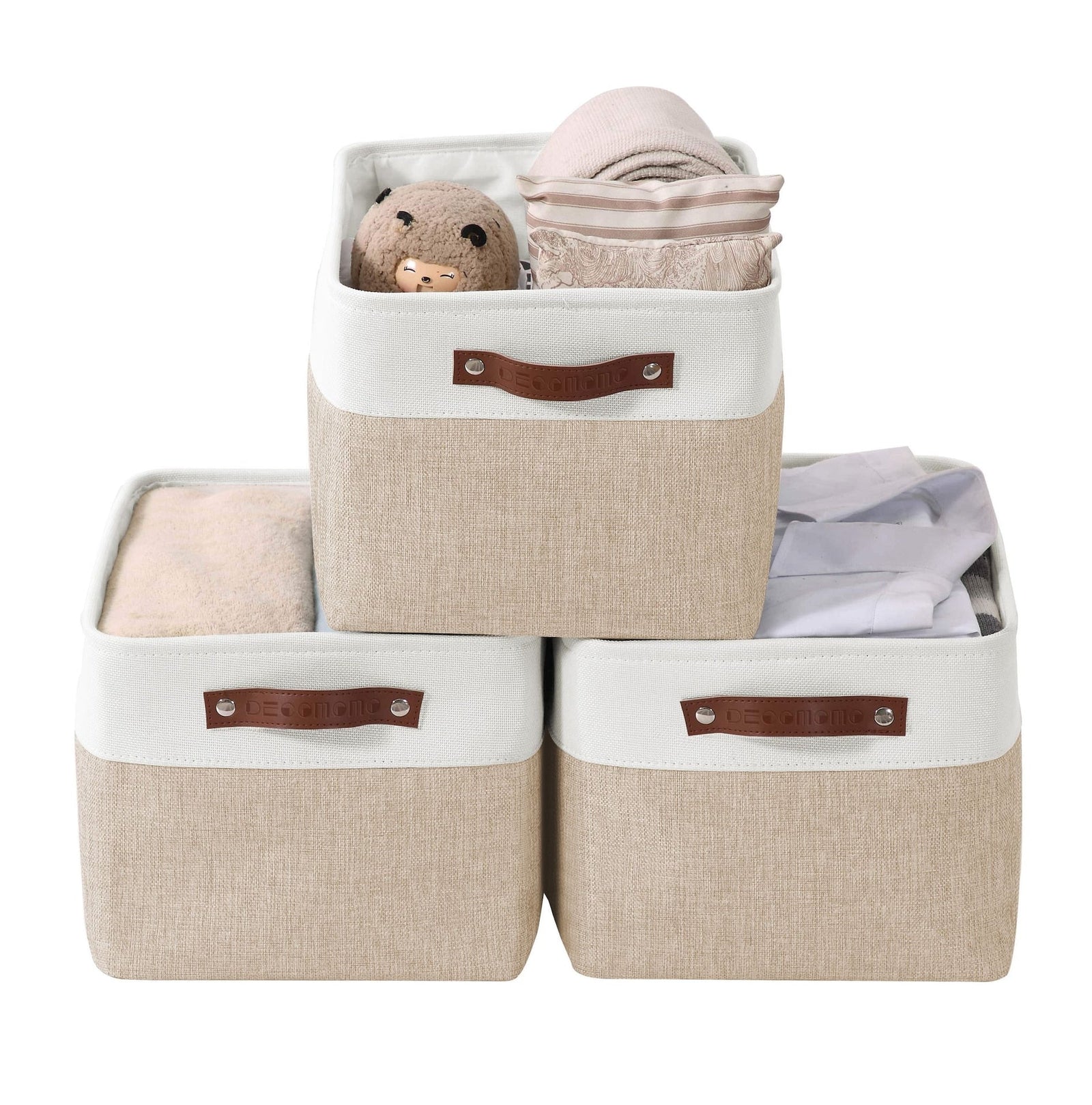 Large Soft-Sided Foldable Storage Basket, 3-pk, Beige I1I1 - product image 1
