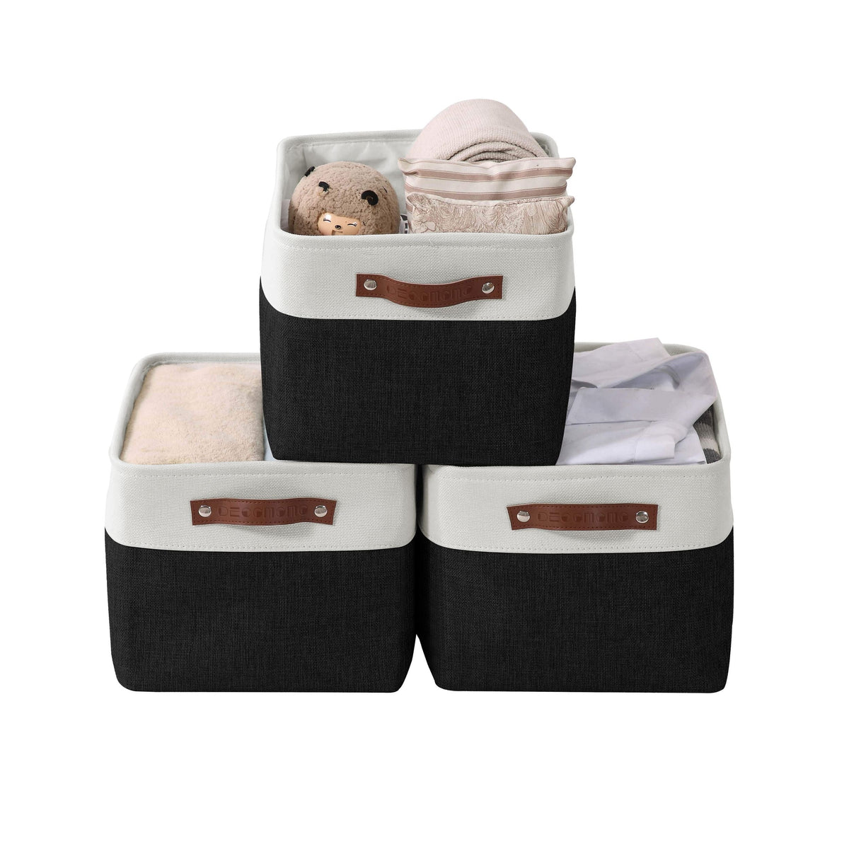 Large Soft-Sided Foldable Storage Basket, 3-pk, Black H5N7 - product image 1