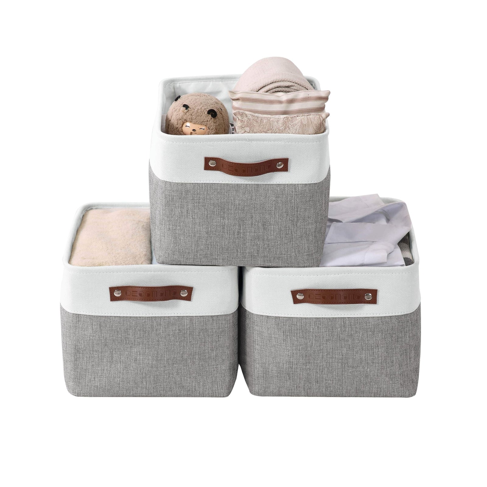Large Soft-Sided Foldable Storage Basket, 3-pk, White T4B1 - product image 1