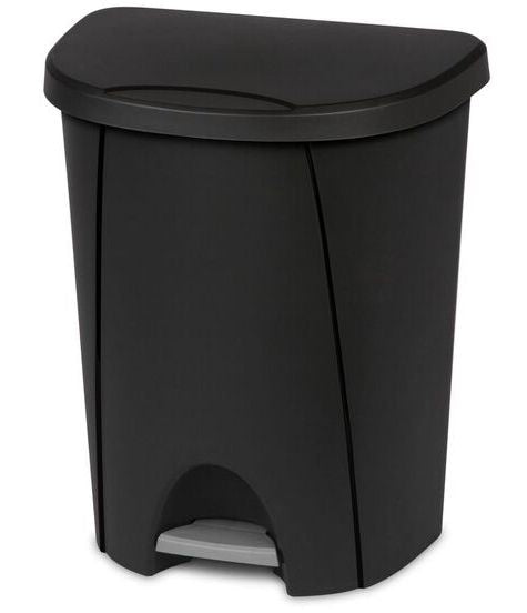 Plastic D-Shaped Step Garbage Can, Black, 25-L S1G2 - product image 3