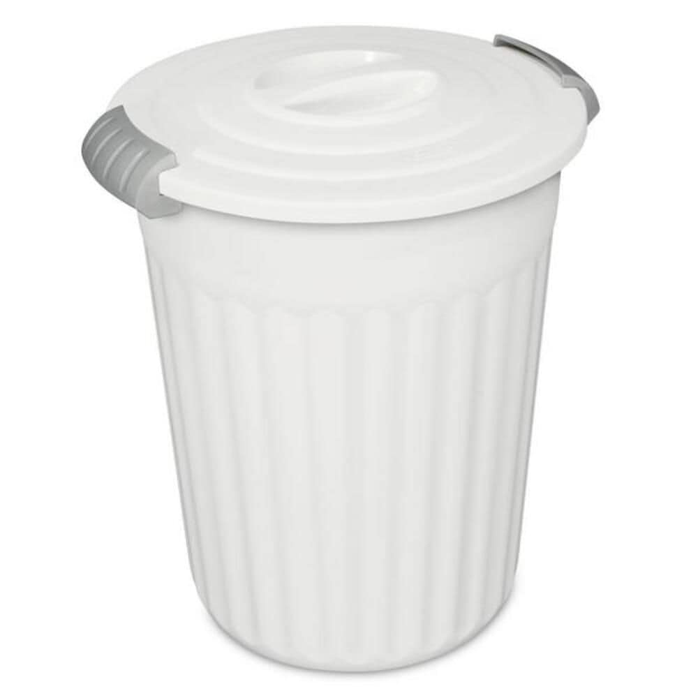 Plastic Round Latching Utility Garbage Can, White, 23-L L2A3 - product image 1