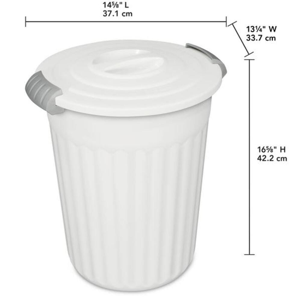 Plastic Round Latching Utility Garbage Can, White, 23-L L2A3 - product image 5