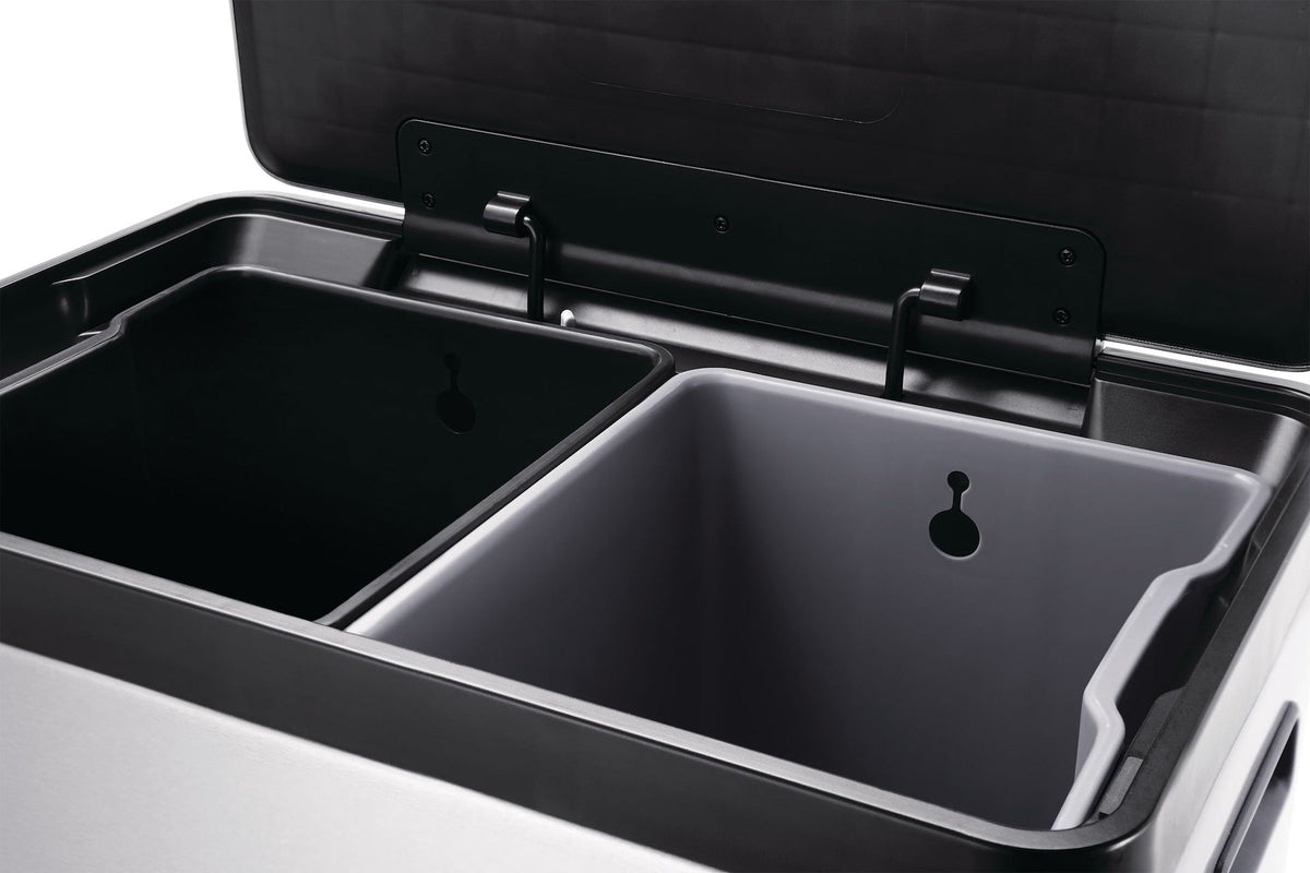 type A Stainless Steel Rectangular Dual Compartment Garbage Can, 2 x 20-L C4E1 - product image 2