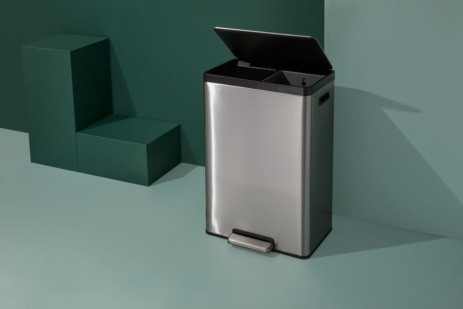 type A Stainless Steel Rectangular Dual Compartment Garbage Can, 2 x 20-L C4E1 - product image 8