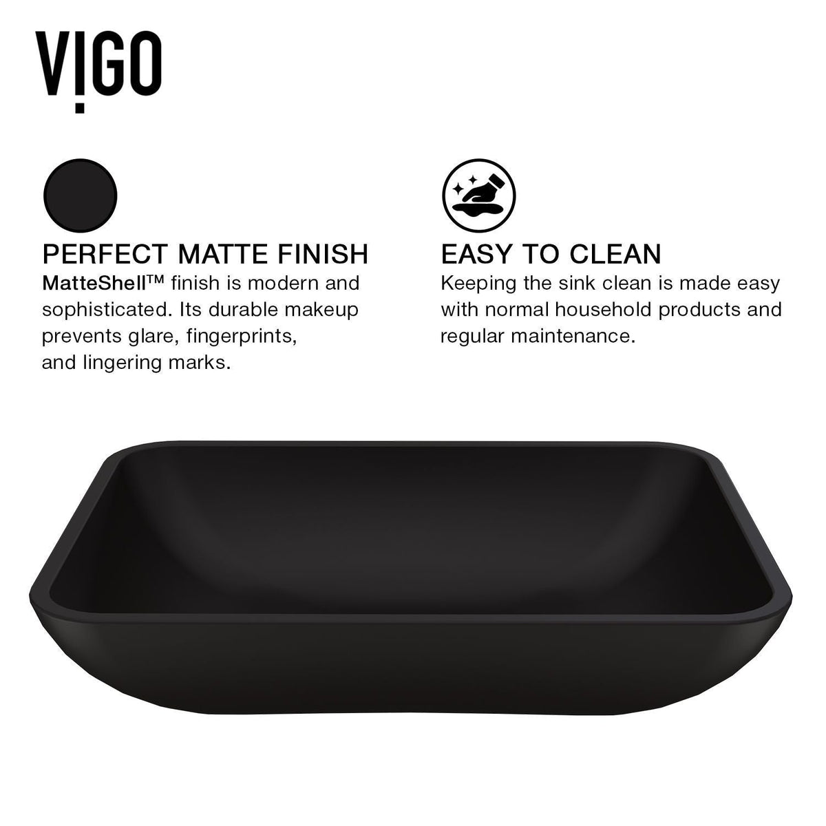 Sottile MatteShell Matte Black Bathroom Sink/Basin Set with Sterling Faucet and Glass Rectangular Vessel L8H8 - product image 4