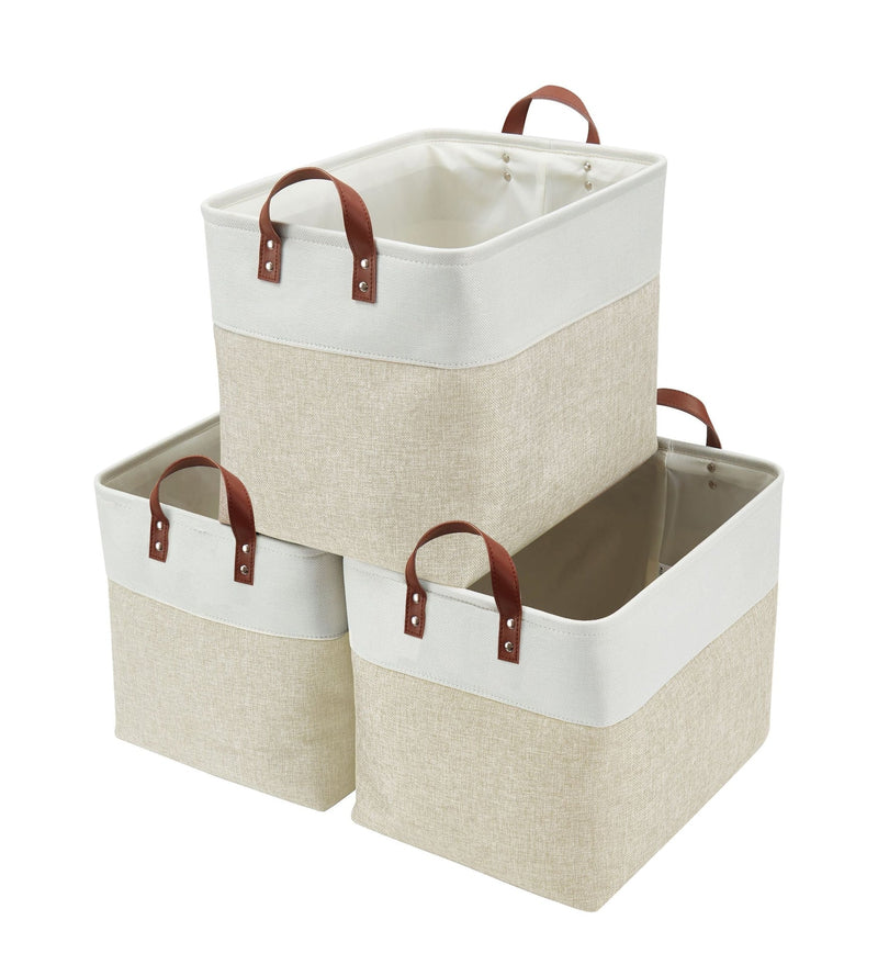 Jumbo Foldable Storage Basket, 42-L, 3-pk, Beige M1S7