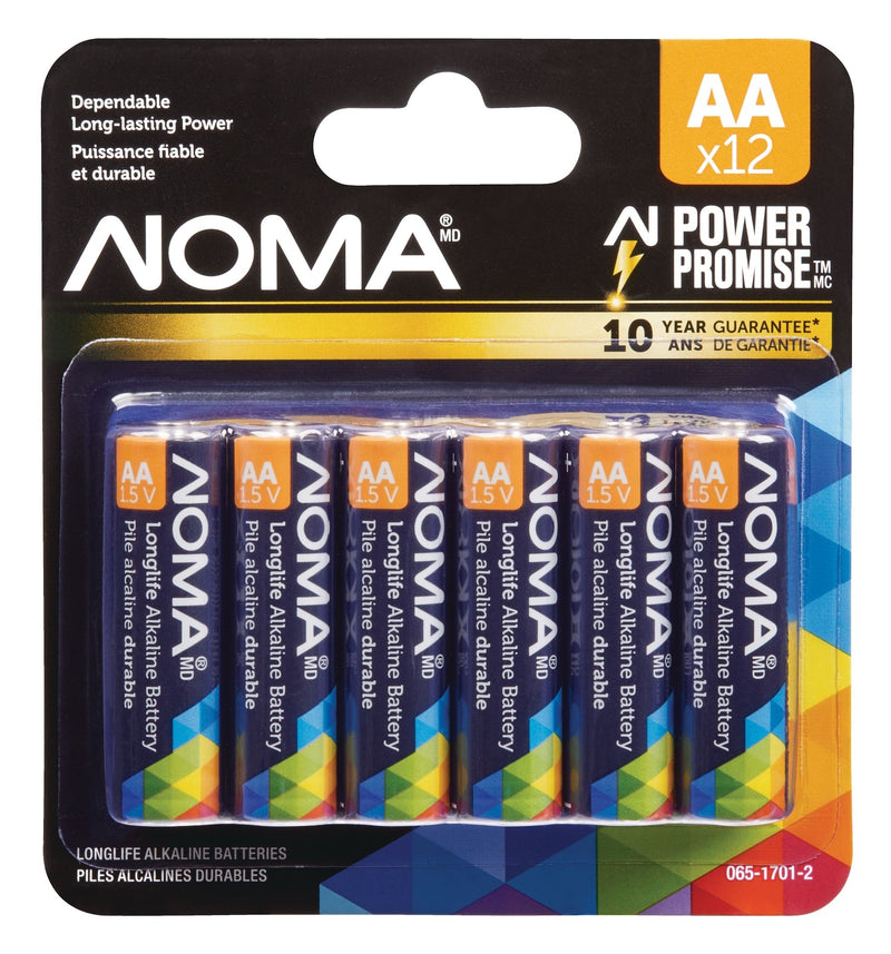 12-pk AA Alkaline Batteries, Long Lasting, All Purpose W9F0