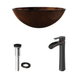Glass Russet Brown Bathroom Sink/Basin Set with Niko Faucet and Round Vessel R9N9 - product image 2