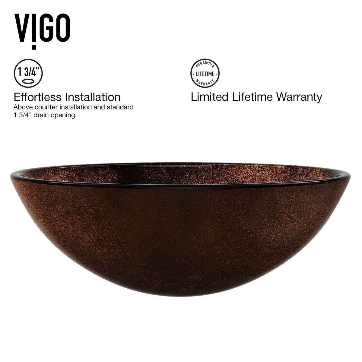 Glass Russet Brown Bathroom Sink/Basin Set with Niko Faucet and Round Vessel R9N9 - product image 4