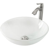 White Frost White Bathroom Sink/Basin Set with Linus Faucet and Round Glass Vessel U3K9 - product image 1