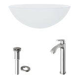 White Frost White Bathroom Sink/Basin Set with Linus Faucet and Round Glass Vessel U3K9 - product image 2